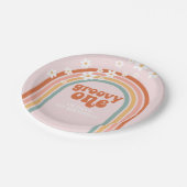 Groovy One daisy boho floraler Regenbogen 1. Gebur Pappteller (Schrägansicht)