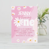 Groovy One Daisy Einladung zum 1. Geburtstag (Stehend Vorderseite)