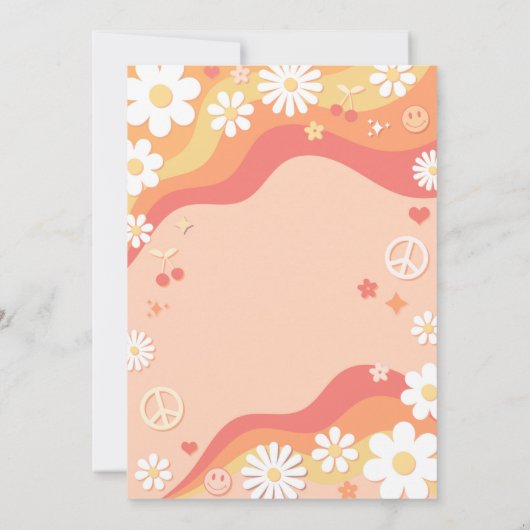 Groovy One Daisy Floral 70er Peace Hippie Birthday Einladung (Rückseite)