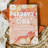 Groovy One Daisy Floral 70er Peace Hippie Birthday Einladung