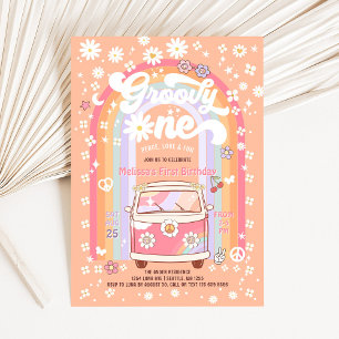 Groovy ONE Daisy Groovy Van 1. Geburtstag Einladung
