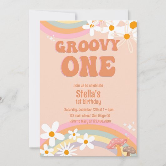 Groovy One Daisy Party Invitation (Vorderseite)