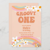 Groovy One Daisy Party Invitation (Vorne/Hinten)
