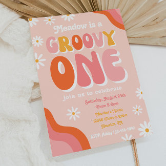 Groovy One Einladung zum ersten Geburtstag | |Groo