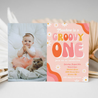 Groovy One Einladung zum ersten Geburtstag | |Groo