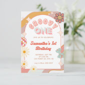 Groovy One Einladung zum Geburtstag (Stehend Vorderseite)