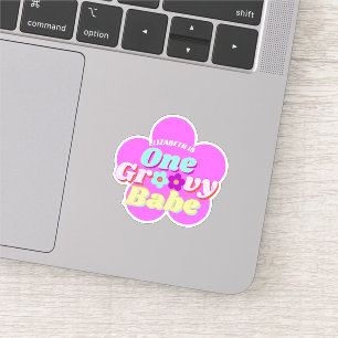 Groovy One farbenfrohe Retro Floral Geburtstag Aufkleber