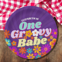 Groovy One farbenfrohe Retro Floral Geburtstag