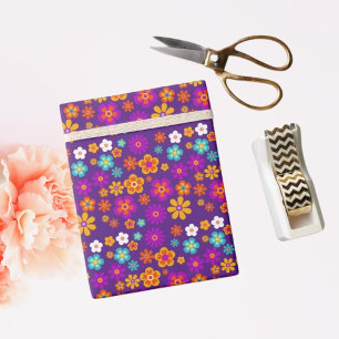 Groovy One Farbige Retro Florale Geburtstagsfeier Geschenkpapier