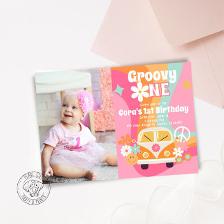 Groovy One Foto-Einladung Einladung