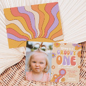 Groovy One Foto Einladung | Hippie Birthday