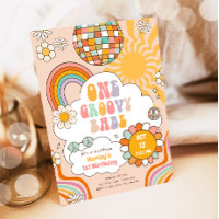 Groovy One Girl Retro 70er Rainbow 1. Geburtstag