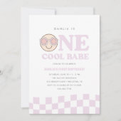 Groovy One Girls Checkered Happy Face 1. Geburtsta Einladung (Vorderseite)