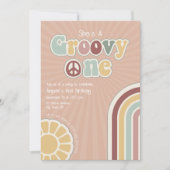 Groovy One Hippie Peace First Birthday Party Girl Einladung (Vorderseite)