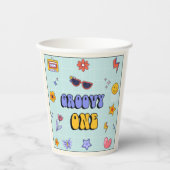 Groovy One Hippie Retro Geburtstagsparty Pappbecher (Vorderseite)