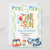 Groovy One in der Sonne Poolparty Einladung (Vorderseite)