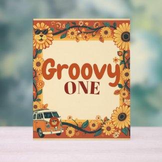 Groovy One Lion Geburtstag Retro 70er Erster Gebur Acrylschild