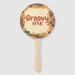 Groovy One Löwe Geburtstag Retro 70er Erster Gebur Fächer