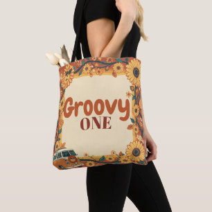 Groovy One Löwe Geburtstag Retro 70er Erster Gebur Tasche
