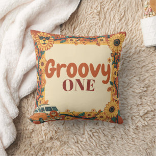 Groovy One Löwe Geburtstag Retro 70er Erstes Gebur Kissen