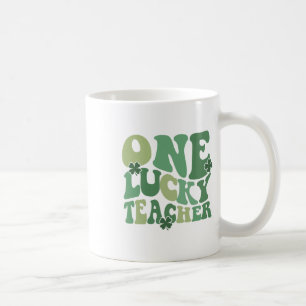 Groovy One Lucky Teacher Shamrock Gesicht St Patri Kaffeetasse