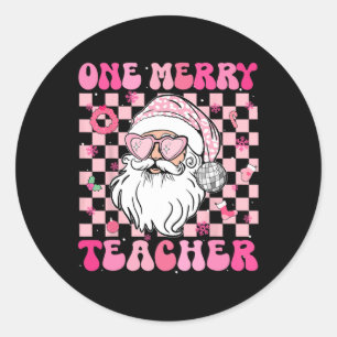 Groovy One Merry Lehrer Weihnachten Weihnachten We Runder Aufkleber