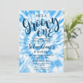 Groovy One Party Einladung Hippy Gefärbte Krawatte (Stehend Vorderseite)