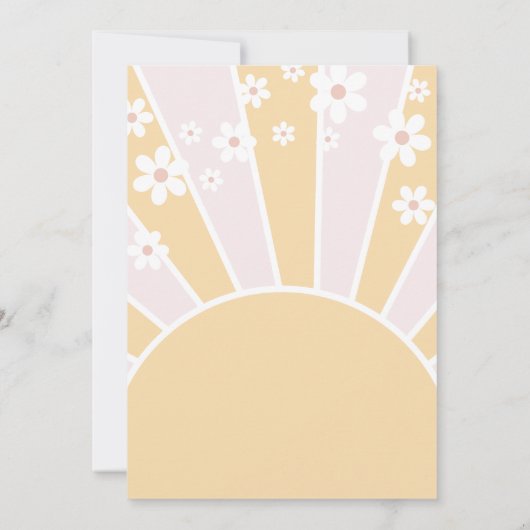 Groovy One Pastel Retro Sunshine daisine Pink Einladung (Rückseite)