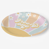 Groovy One pastel Retro Sunshine daisy boho Pappteller (Schrägansicht)