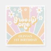 Groovy One pastel Retro Sunshine daisy boho Serviette (Vorderseite)