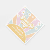 Groovy One pastel Retro Sunshine daisy boho Serviette (Ecke)