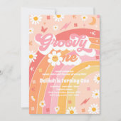 Groovy One Peace Liebe Party Rainbow Birthday Part Einladung (Vorderseite)