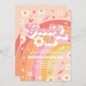 Groovy One Peace Liebe Party Rainbow Birthday Part Einladung (Vorne/Hinten)