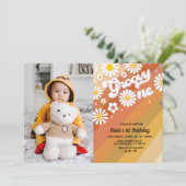 Groovy One Portrait Einladung zum 1. Geburtstag (Stehend Vorderseite)