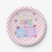 Groovy One Preppy Patch 1. Geburtstag Party Pappteller (Vorderseite)