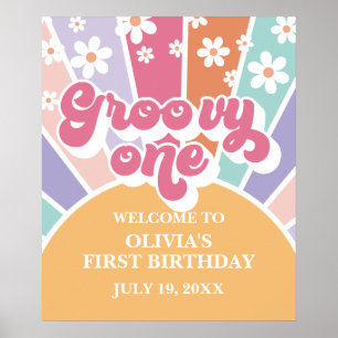 Groovy One Rainbow Sonnenschein Gänseblümchen Poster