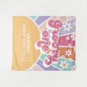 Groovy One Rainbow Sunshine daisy Wandteppich (Vorderseite (Horizontal))