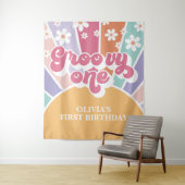 Groovy One Rainbow Sunshine daisy Wandteppich (Beispiel)