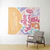 Groovy One Rainbow Sunshine daisy Wandteppich (Beispiel (Horizontal))