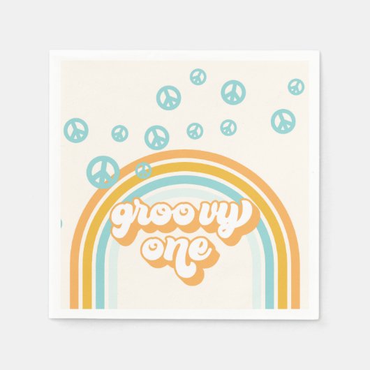 Groovy One Retro Boy 1. Geburtstag Serviette (Vorderseite)