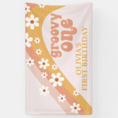 Groovy One Retro Daisy Birthday Banner (Vertikal)