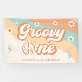 Groovy One Retro Daisy Birthday Party Banner (Horizontal)