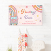 Groovy One Retro Daisy Birthday Party Banner (Insitu)