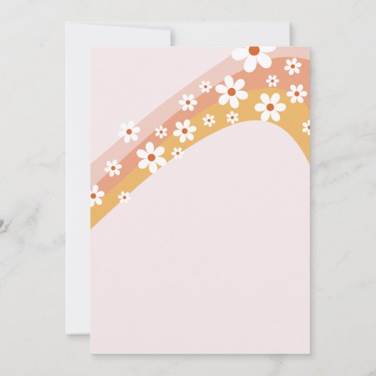 Groovy One Retro daisy boho blumengeschmückt erste Einladung (Rückseite)