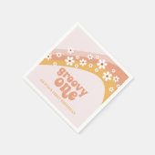 Groovy One Retro Daisy Boho Rainbow Napkins Serviette (Ecke)