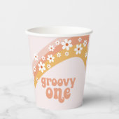 Groovy One Retro Daisy Boho Rainbow Paper Cups Pappbecher (Vorderseite)
