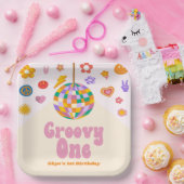 Groovy One Retro Disco Ball 1st Birthday Party Pappteller (Party)