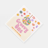 Groovy One Retro Disco Ball 1st Birthday Party Serviette (Ecke)