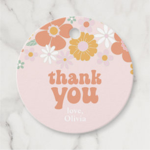 Groovy One Retro Floral Danke Gefallen Geschenkanhänger
