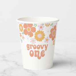 Groovy One Retro Floral erste Geburtstagstorys Pappbecher